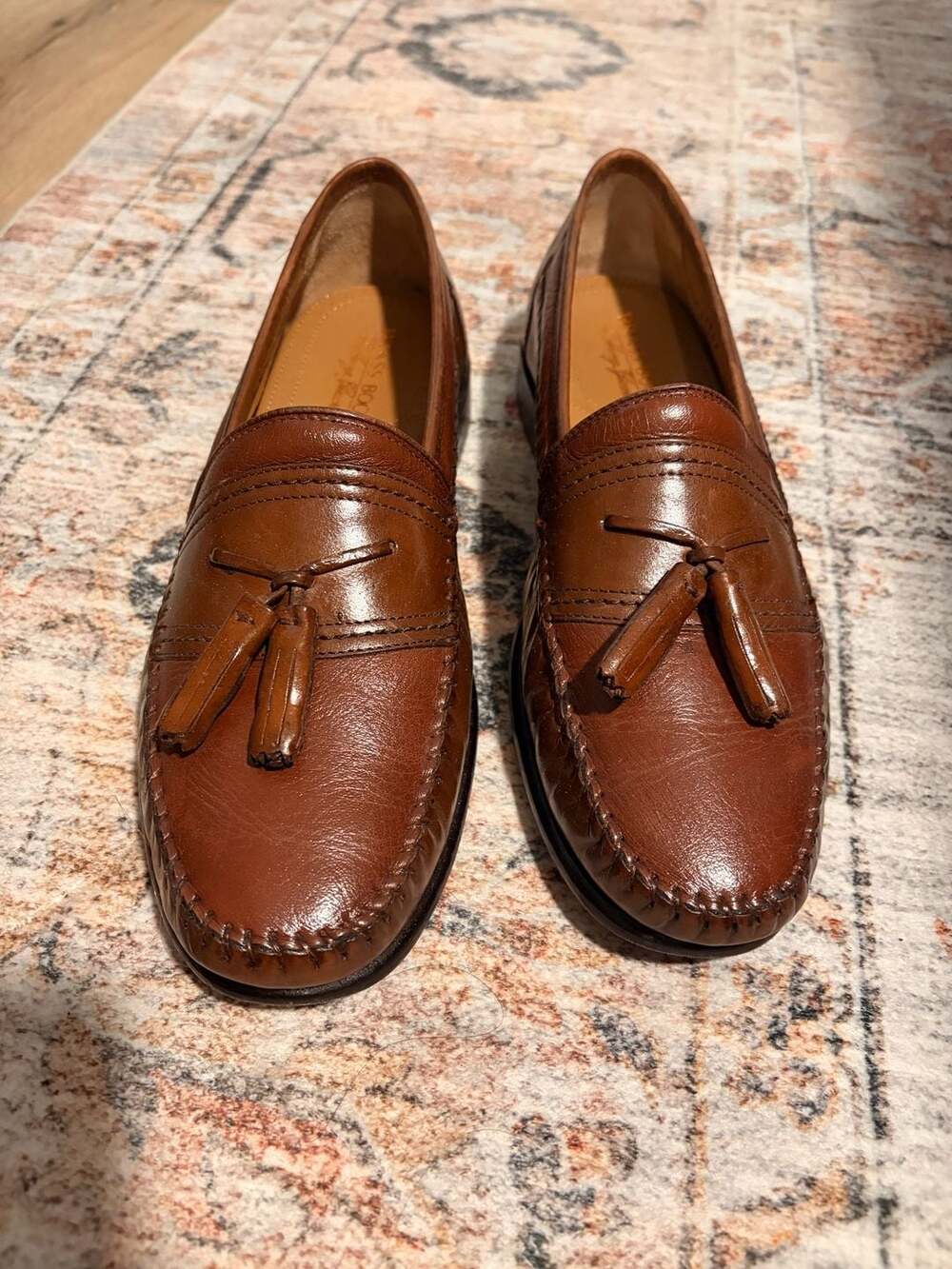 Brass Boot Walking Gloves Men's Brown Leather Tassel Loafers Size 9W